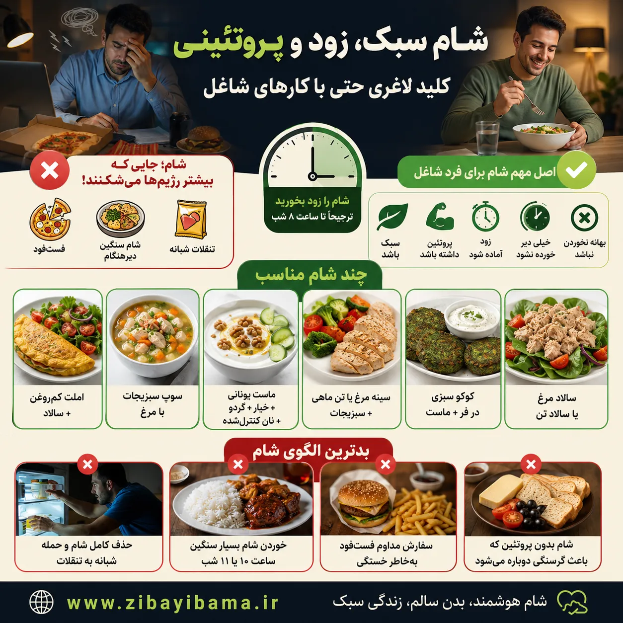 شام مناسب برای فرد شاغل