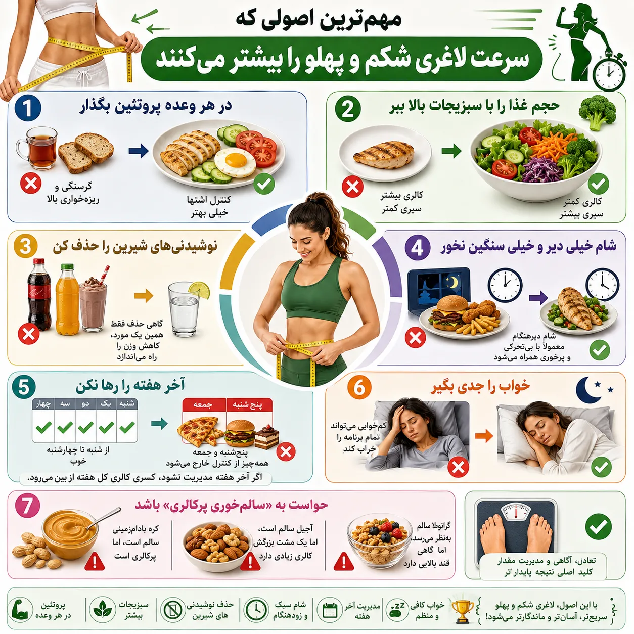 مهمترین اصولی که سرعت لاغری شکم و پهلو را بیشتر میکنند